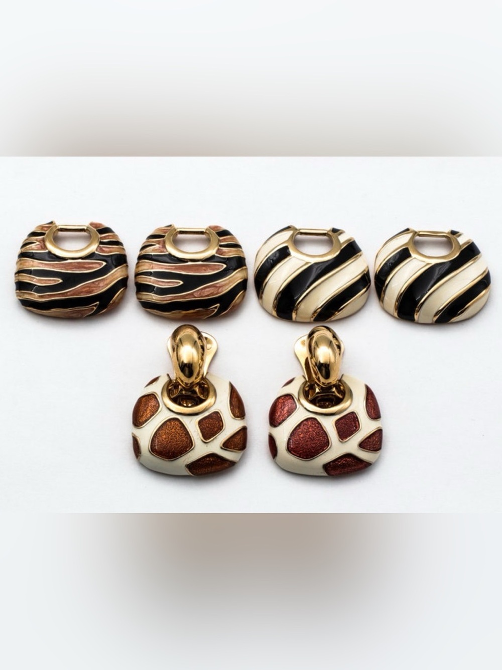 Kenneth J Lane Gold & Black Clip-On Earring Set Like New